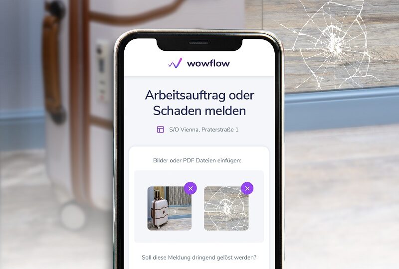 Visualisierung: So sieht ein Meldungsfenster nach QR-Code-Scan bei Wowflow Facility Management Software aus